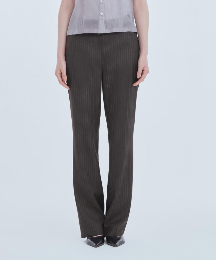 Mausolleum Emma Tailored Semi Bootcut Slacks - Brown Stripe