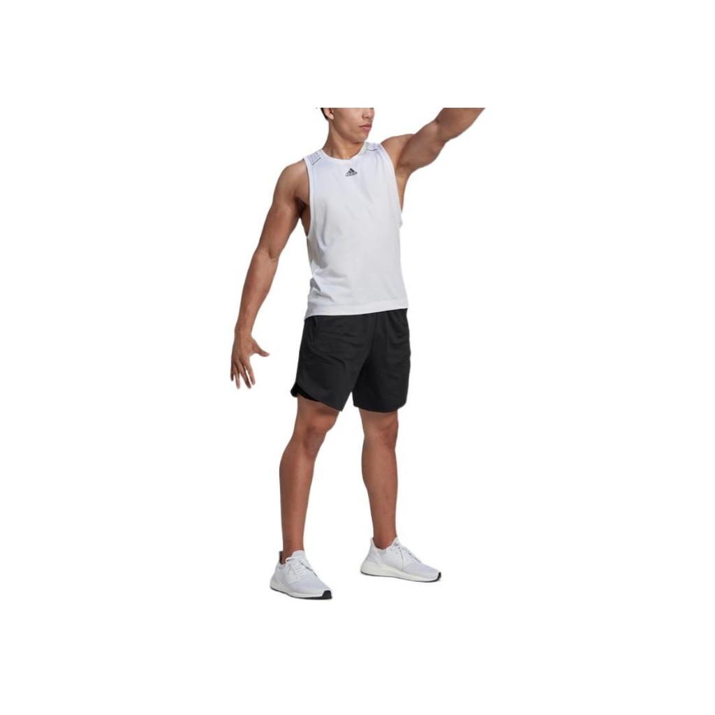 Adidas Einfarbiges Logo Lässiges Sport Feuchtigkeitstransportierendes Sporttanktop Herren Tops Weiß HP1755