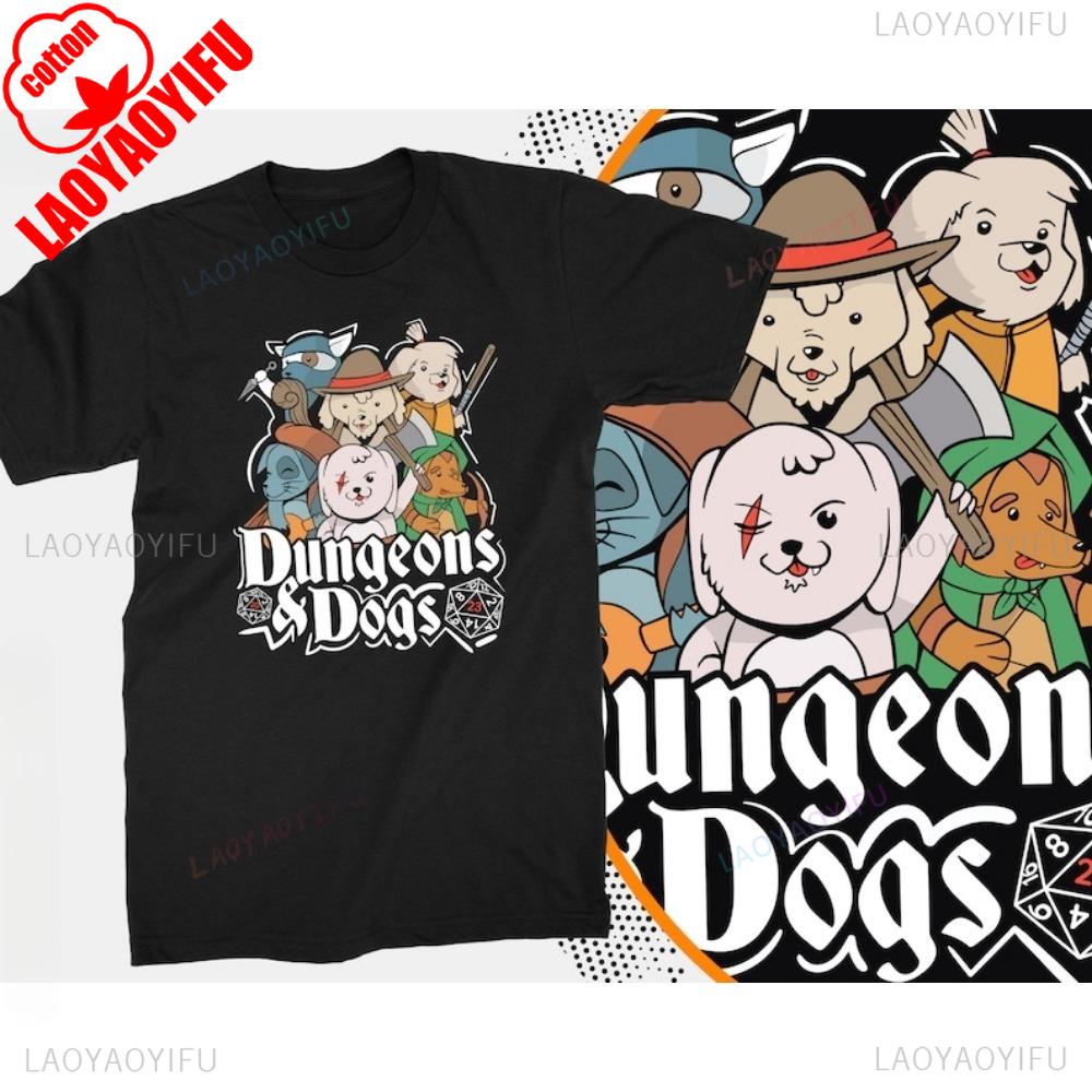 Dungeons and Cats  Dungeons and Dogs T-shirt DnD Gaming Geek Gift D20 Puppy Lovers TShirt Pet Dog Owner Gamer RPG