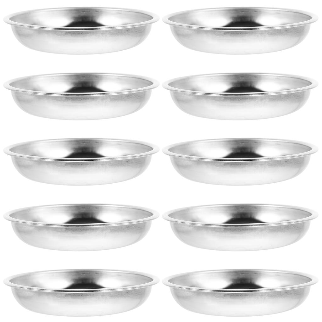 10 Pcs Disc Set Mustard Dishes Sauce Dispenser Mixing Bowl Soy Bowls Stainless Steel Food Appetizer Serving Plate Dessert