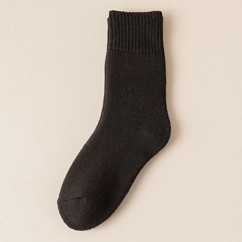 Women's Autumn and Winter Fleece Mid-calf Socks In Solid Color, Thickened Loops, Warm Towels, Sweat-absorbing Long Calf Socks