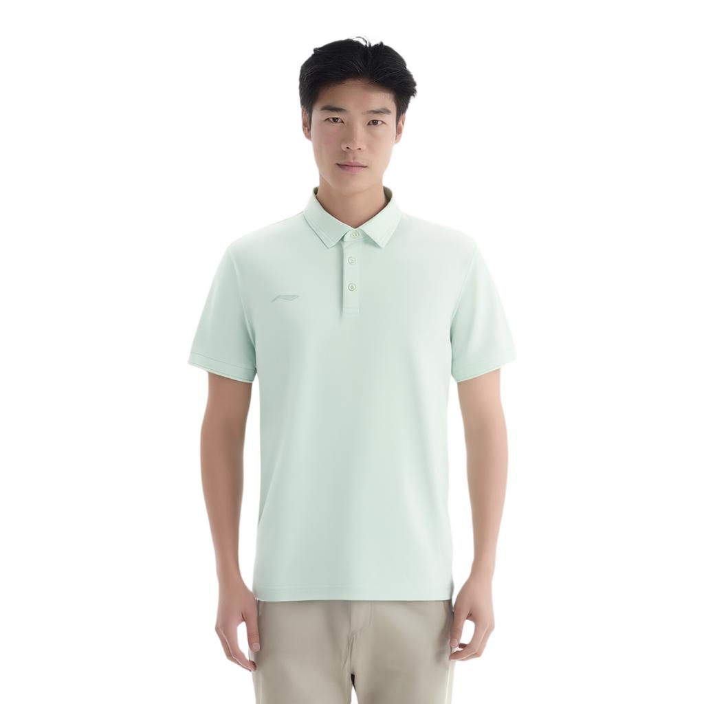 Li-Ning Solid Color Moisture-Wicking Quick-Dry Sports Polo Shirt Men tops Ice-Green APLU195-4