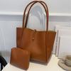 Large Capacity PU Leather Shoulder Bag Simple Casual New Design Tote Bag Retro Underarm Bag  Girls