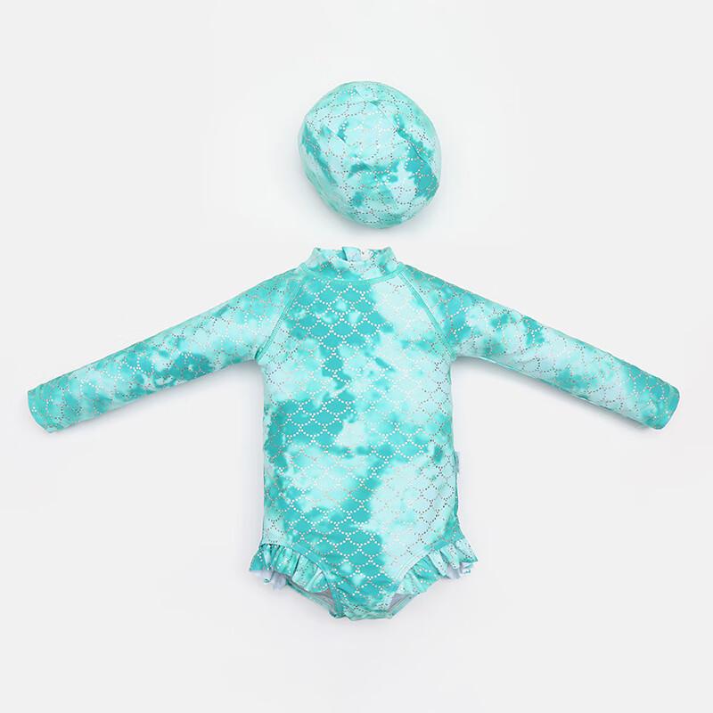 Cute Girl's Long-Sleeve Mermaid One-Piece Swimsuit