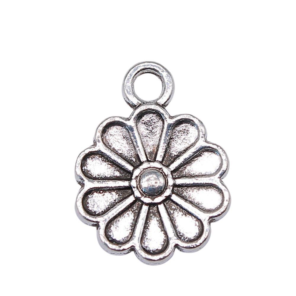 Simple Flower Charms Antique Alloy Pendants For Minimalist Floral Jewelry