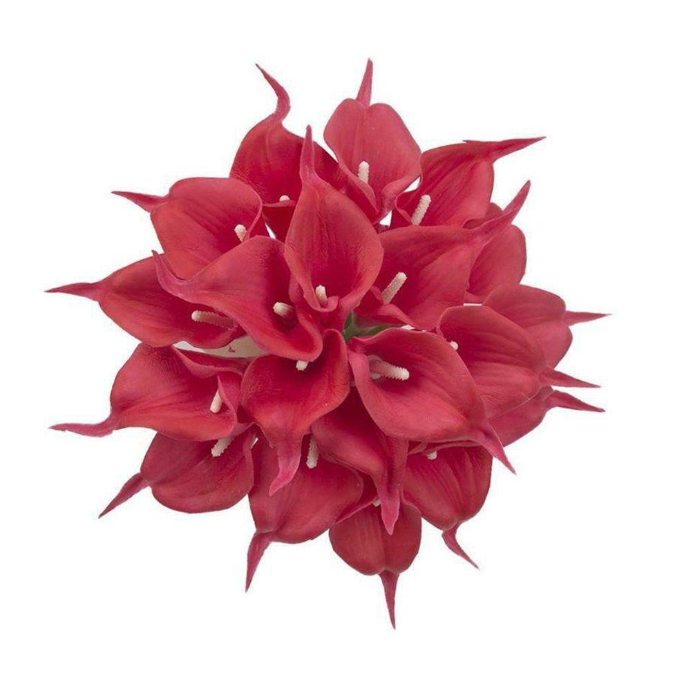 10PCS Table Decor PU Art Calla Lily Fake Plant Bouquet Artificial Flower Red