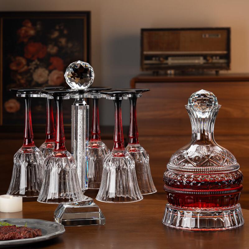 Handon Ribbed Wine Glass Set with Rack