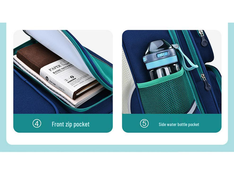 Lightweight Waterproof Backpack with Spine Protection for Kids Ages 6-12, Suitable for Grades 1-6