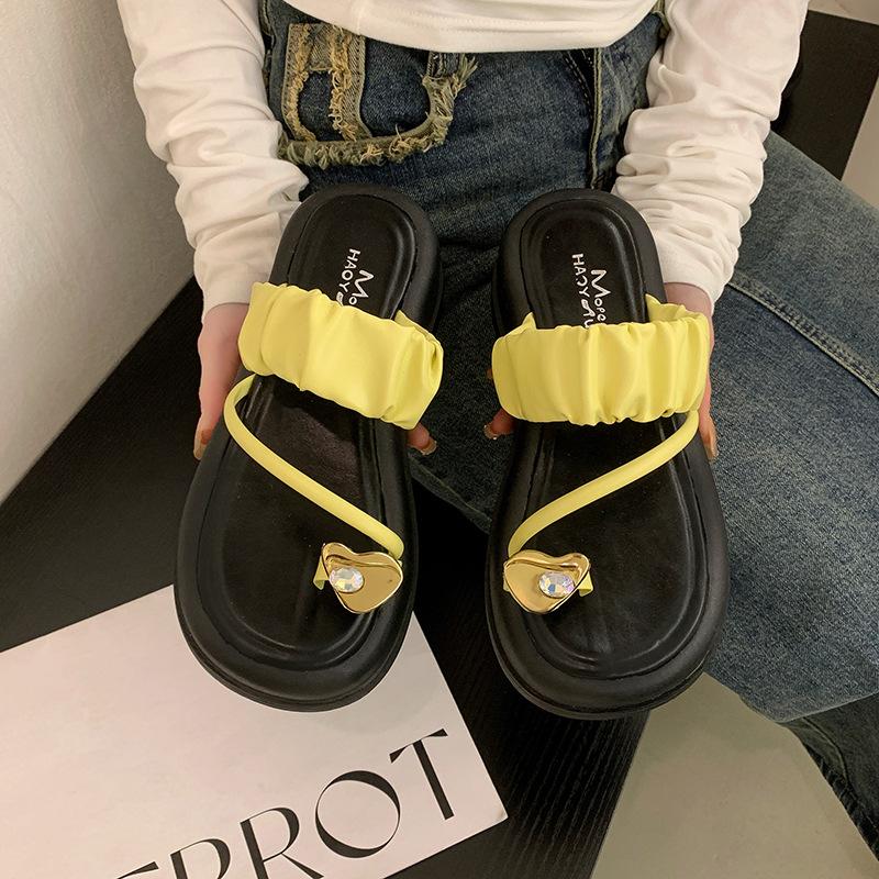 Fashion Women Clip Toe Platform Sandals 2024 Summer Thick Sole Wedges Beach Slippers Woman Anti-Slip High Heels Female Flip-Flops Slides