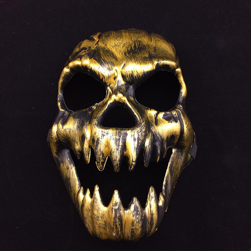 Halloween Horror Ghost Face Mask with Fanged Skull Design One Size
