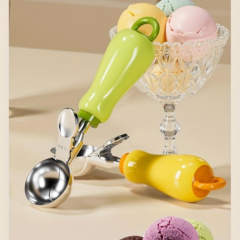 Ergonomic Ice Cream Scoop with Stainless Steel Spoon ,Green and White, Perfect for Scooping Soft Serve