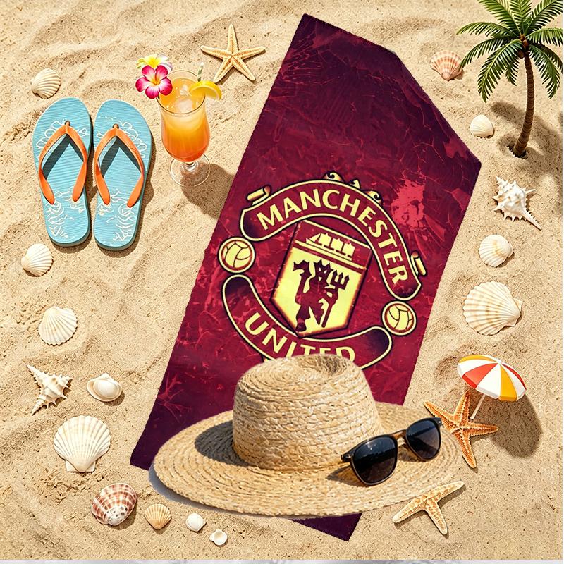 Manchester Football Print Beach Towel, Versatile Lightweight Absorbent Beach Towel for Pool Surf Yoga Bathroom, Perfect Birthday Holiday Gift