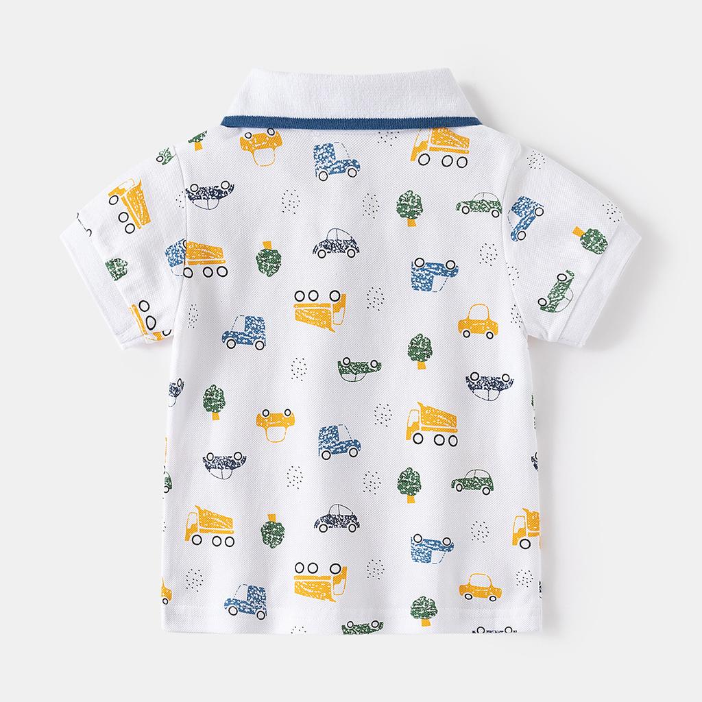 Boys Polo Shirt Short Sleeve Printed Lightweight Collared T Shirt Casual Summer Top Fashion Clothing for Toddler and Kids