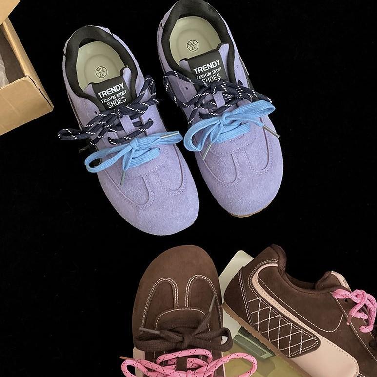 Fashion 2025 New Designer Women's Sneakers Lace Up Mixed Color Ladies Casual Sports Shoes Fashion Chunky Sneakers Comfortable Flat Shoes