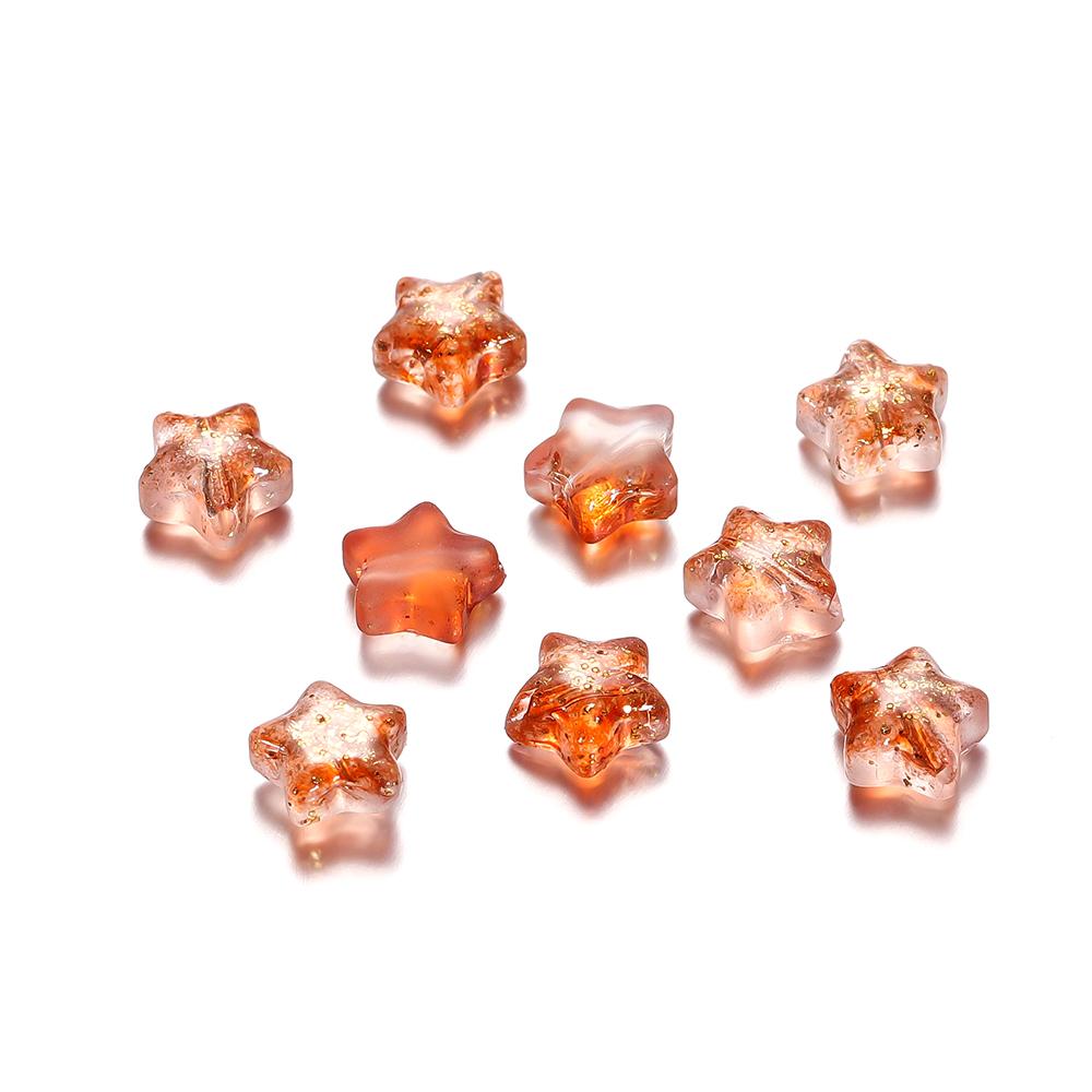 30pcs 8mm Colorful Five-pointed Star Glass Beads Loose Spacer Beads for DIY Handmade Jewelry Making Bracelet Accessories