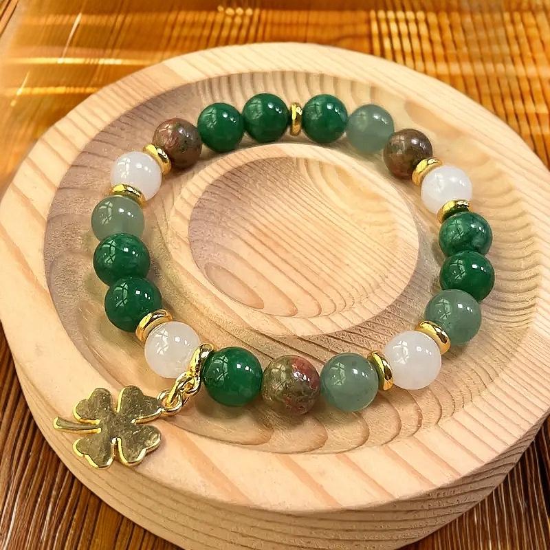 Versatile Trendy Green Beaded Bracelet - Natural Forest Style Women's Accessory