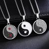 European & American Retro Yin Yang Diamond Pendant Necklace - Personalized Tai Chi Sweater Chain, Trendy Stainless Steel Accessory