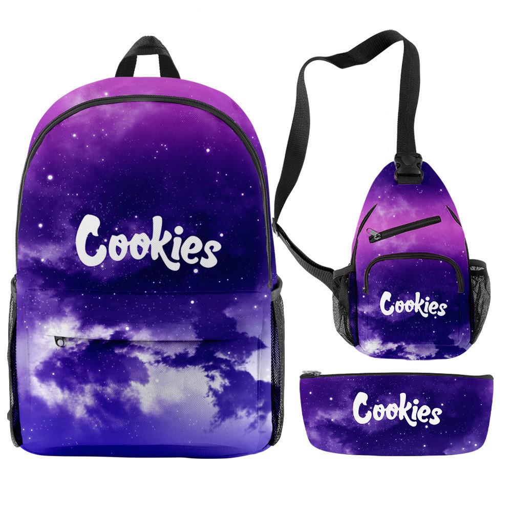 Cook 3D Digital Color Printing Backpack Set Oxford Cloth Waterproof And Wear-Resistant Three-Piece Backpack
