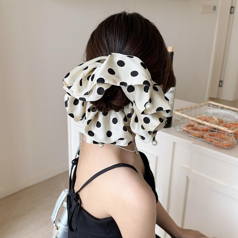 Retro Polka Dot Hair Band Women French Elegant Elastic Hair Rope Hair Accessories