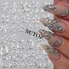 5D Embossed Gold & Silver Floral Nail Stickers with Hollow Circles & Petals