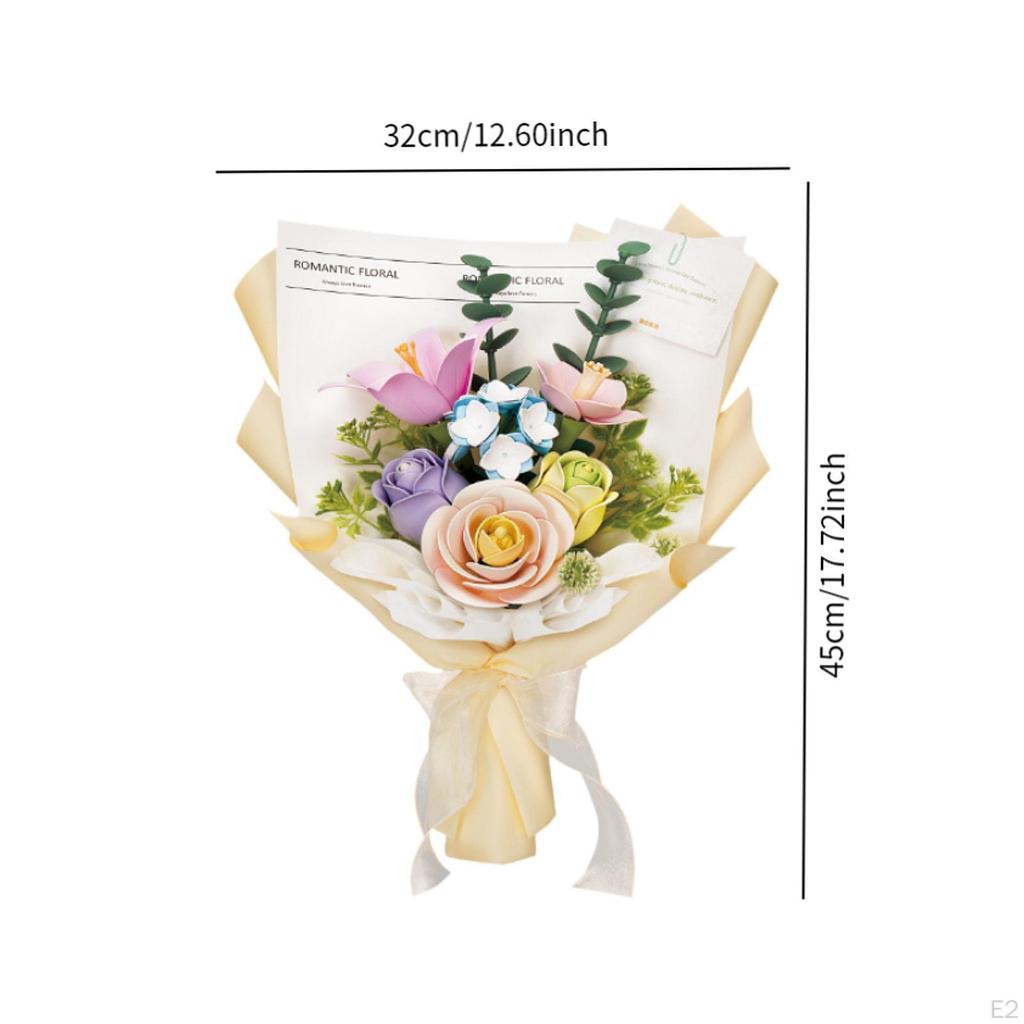 Flowers Bouquet Building Set Spring Toys Home Decor 3D Puzzle Artificial Blocks for