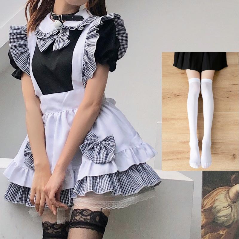 Japanese export maid outfit cosplay maid, restaurant live streaming host anime performance costume plaid maid