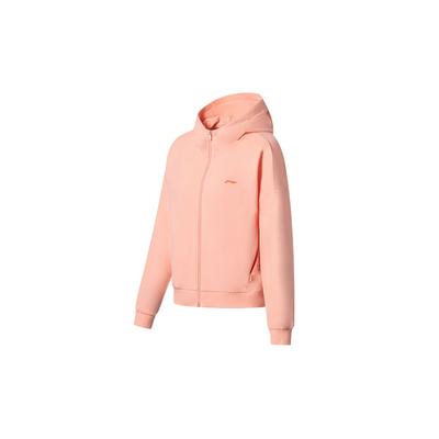 Li Ning Trainingsserie Einfarbiges Stickerei-Buchstabenlogo Reißverschluss-Hoodie Damen-Hoodies Leuchtend-Lotus-Orange AWDS952-3