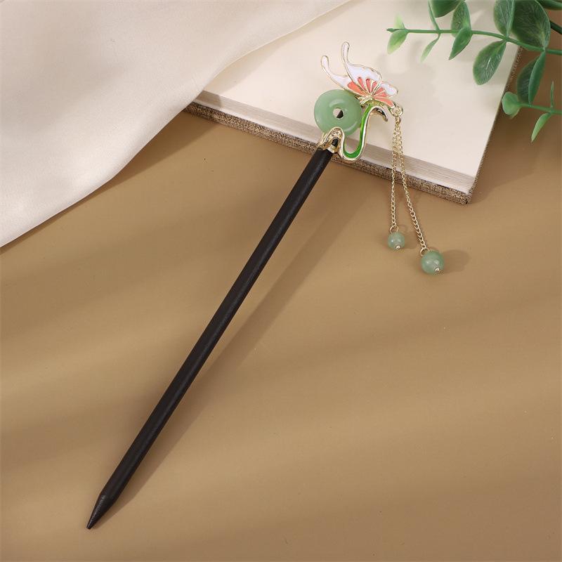 Ancient Style Tassel Hairpin - Imitation Ebony Wood, Hanfu Accessories, Chinese Jewelry for Women