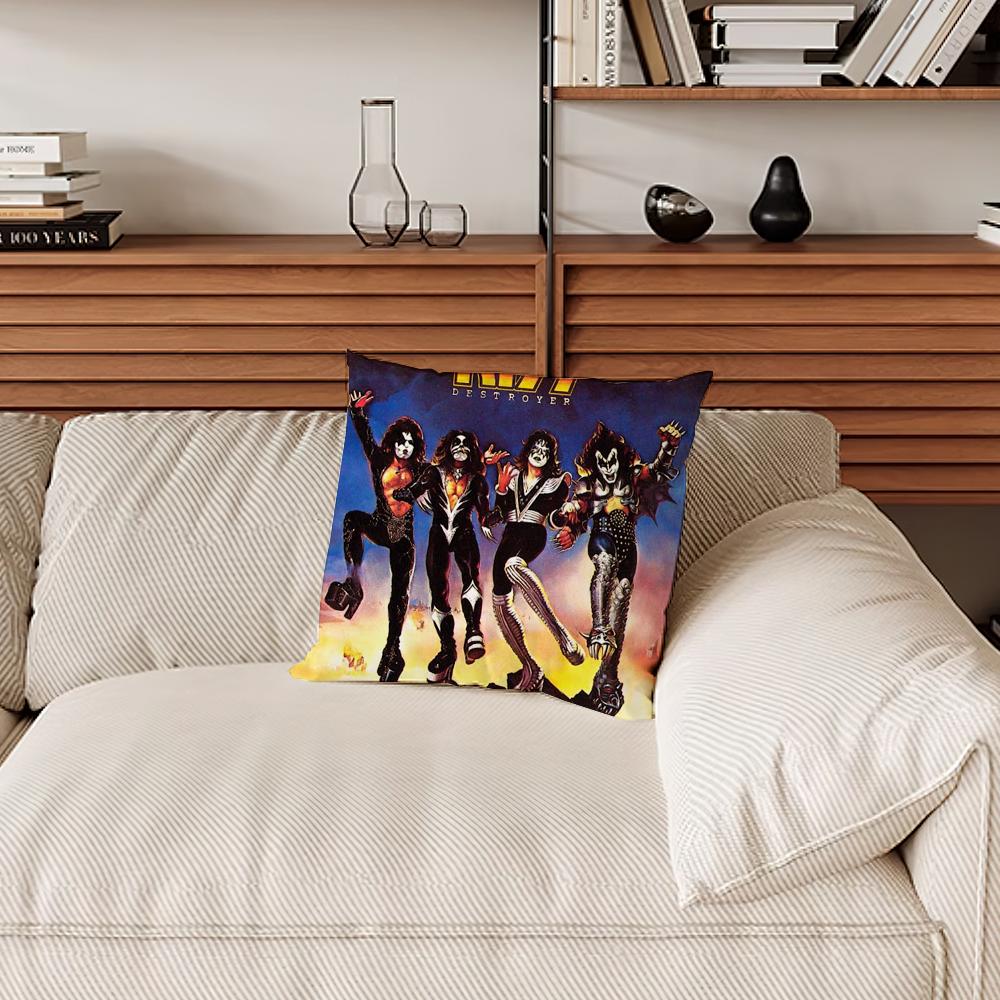 Rock Kiss Band Music Pillow Case Sofa Living Room Bedroom Headboard Backrest Cushion Square Cushion Nap Time