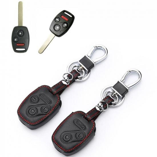 Leather Car Key Cover Case Remote Holder for Honda Civic Accord CRV 3/4 Buttons