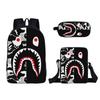 Shark Cartoon Backpack Set Cartoon Printed Shoulder Satchel Fashion Trend Double Pencil Case