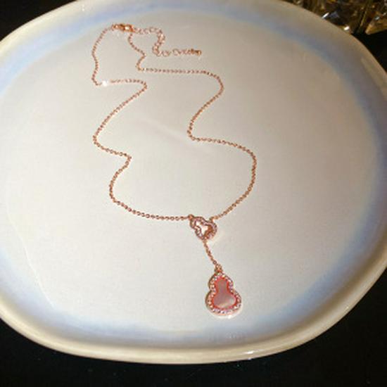 18k vergoldete Tigerauge Perlenanhänger Halskette - Retro Schlüsselbeinkette für Herbst/Winter.