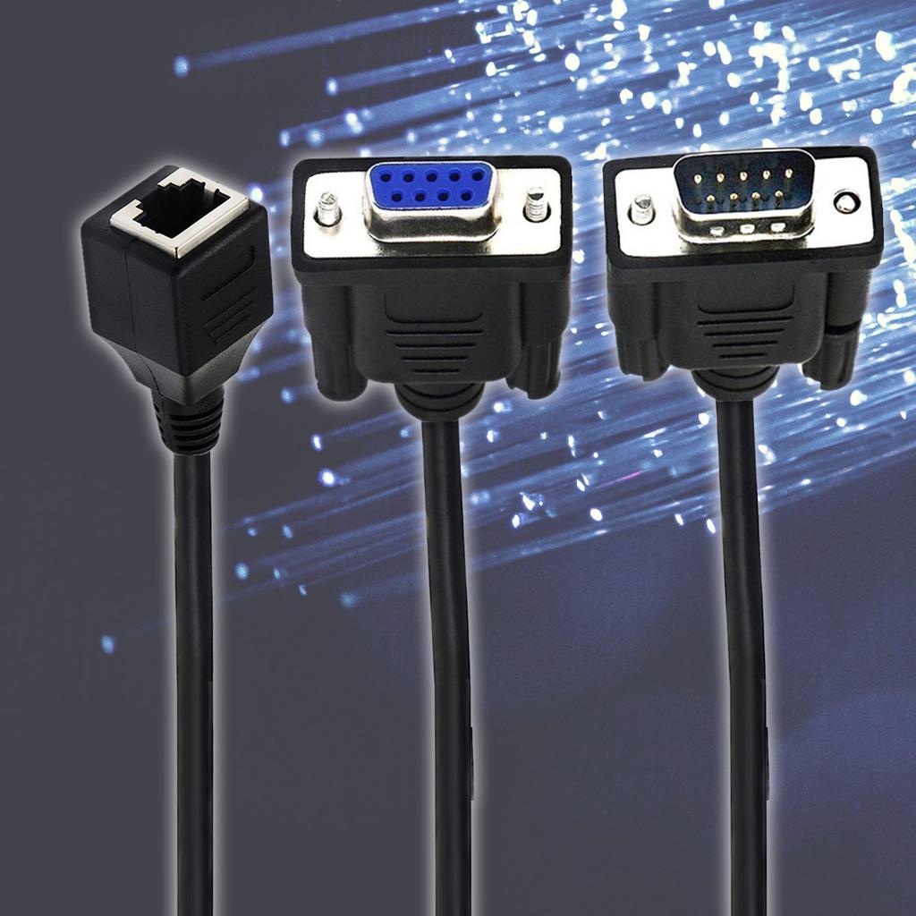 DB9 RS232 Male Female to RJ45 Female Port Ethernets CAT5 Couplers Extenders Adapters DB9 9Pin Connectors 15cm