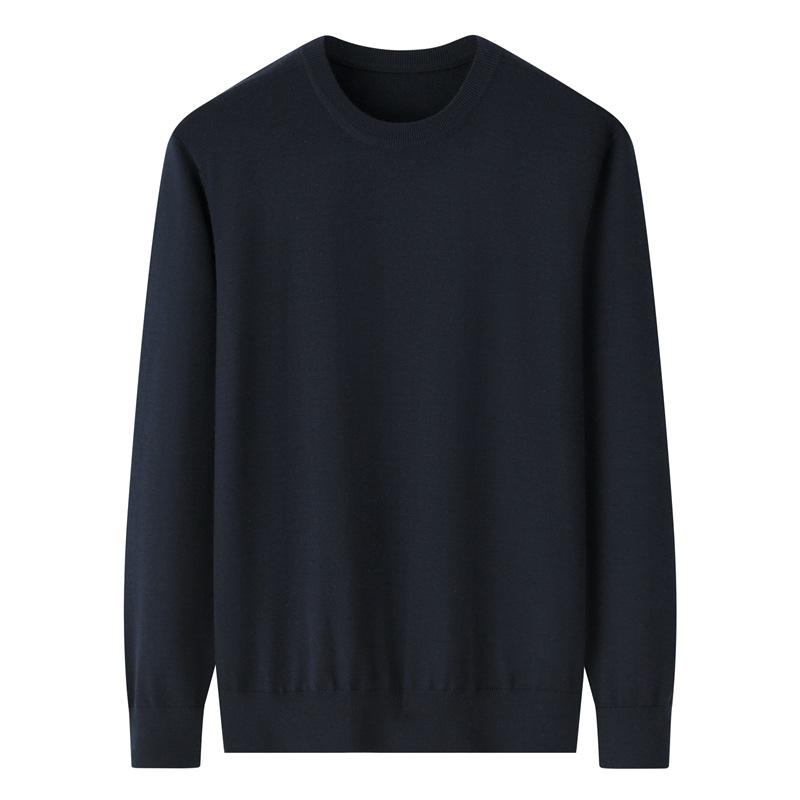 

Свободный вязаный свитер из мериносовой шерсти большого размера - Теплый, тонкий пуловер с круглым вырезом для осени/зимы XL чёрный