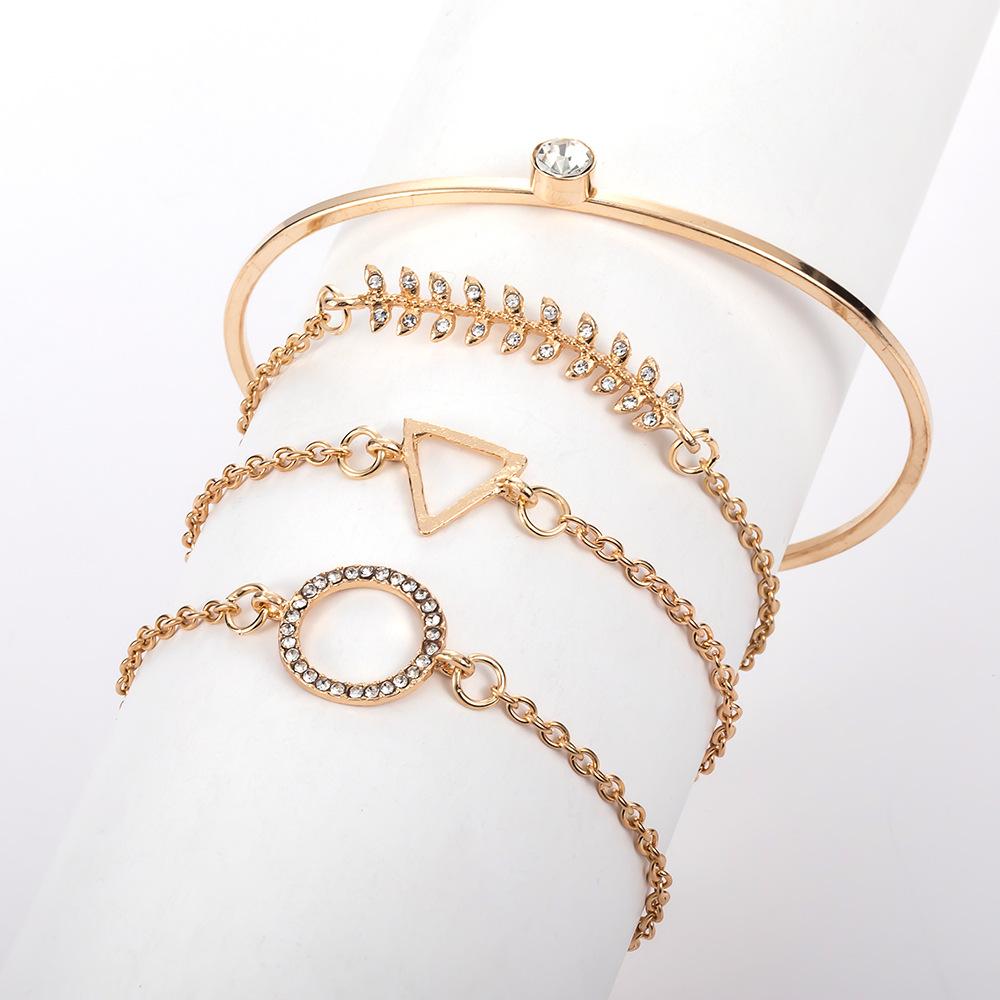 

4 шт./комплект персонализированный золотой круглый треугольный елочка точка бриллиант открытый браслет