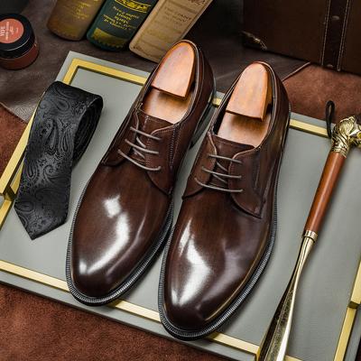Brushed Craft Derby Shoes Men'S Business Dress Leather Shoes Men'S