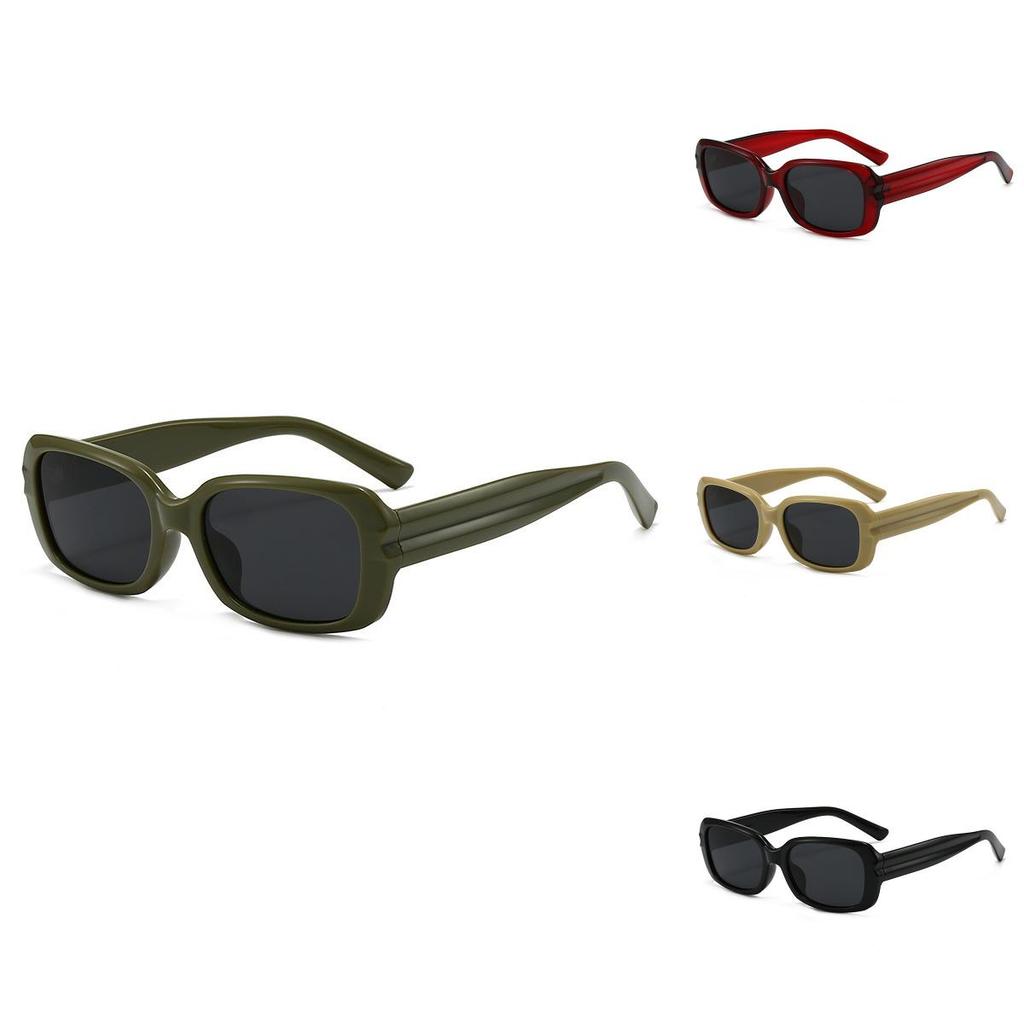 Retro Square Uv400 Sunglasses For Women With Gray Lenses And Green Frame For Outdoor Activities