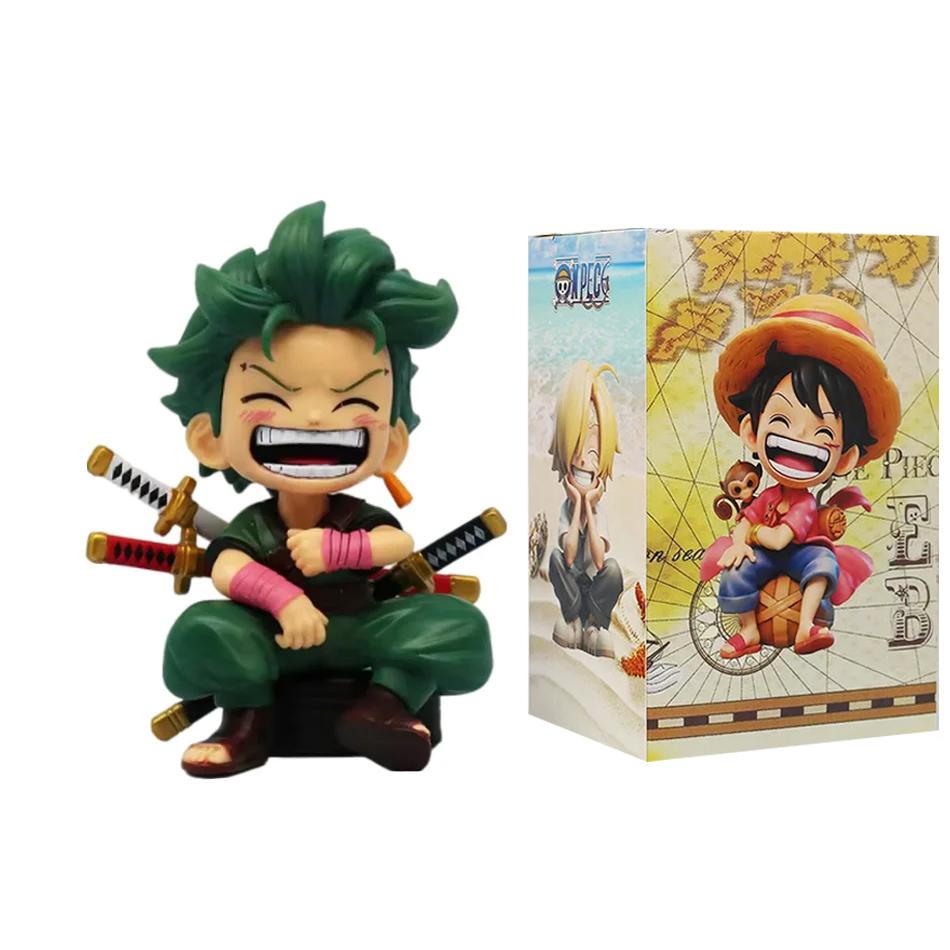 12-15cm ONE PIECE  Anime Monkey D Luffy Roronoa Zoro Q-Version PVC Model Desktop Car Ornament  Kids Birthday Christmas Gift Toys