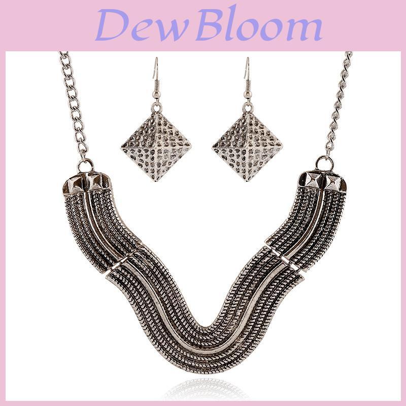 V Shaped Necklace Set With Alloy Electroplated Geometric Design For Men Women
