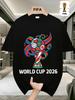 FIFA. World Cup Football.Men's Short-sleeved T-shirt with a US-Canada-Mexico Themed Print, Crew Neck Style for Men and Women, Perfect for Holiday Wear