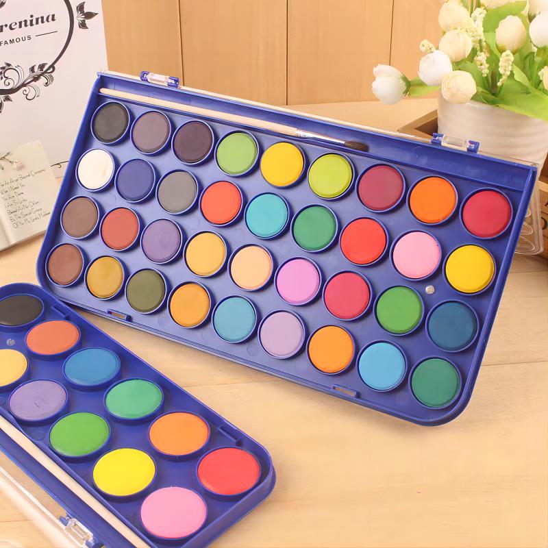 Solid Watercolor Paint Water Powder Pigment School Supplies Portable Gouache Paint Set 12/16/28/36Colors Draw Art 661