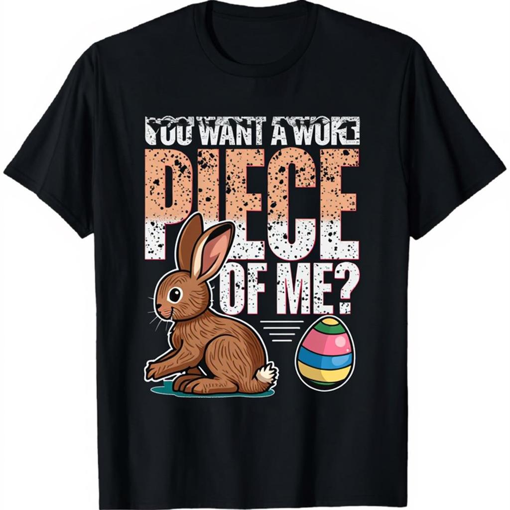 Funny Easter Bunny You Want A Whole Piece Of Me Graphic Tee Soft Cotton T-Shirt for Men Women