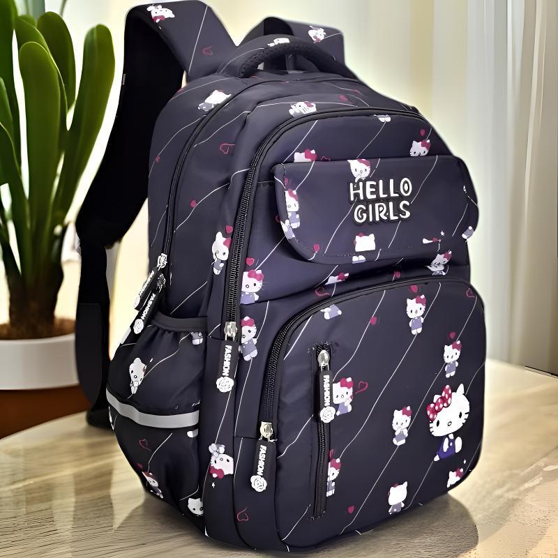 Canvas Kuromi & My Melody Water-Resistant School Backpack for 1st-3rd Grade Students