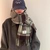 Korean version of imitation cashmere plaid scarf women's autumn and winter thickened warm scarf student versatile scarf live broadcast explosion