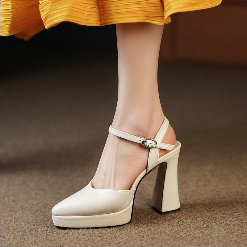 Fashion Spring and Autumn Women's Shoes Mary Jane Suede Solid Color High Heels Waterproof Platform Single Shoes Uniform Shoes for Women