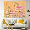 Pink Mushroom Tapestry Wall Hanging Garden Plant Green Leaf With Vintage Mushroom On Orange Wall Tapestry For Bedroom Yellow