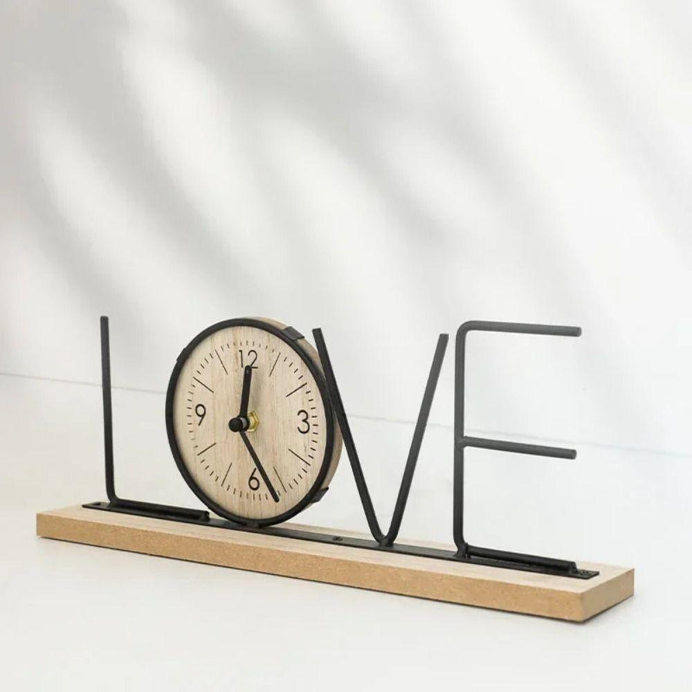 Battery Powered European Desk Clock Creative Wood Retro Clock Iron Craft Clock  Living Room Decor