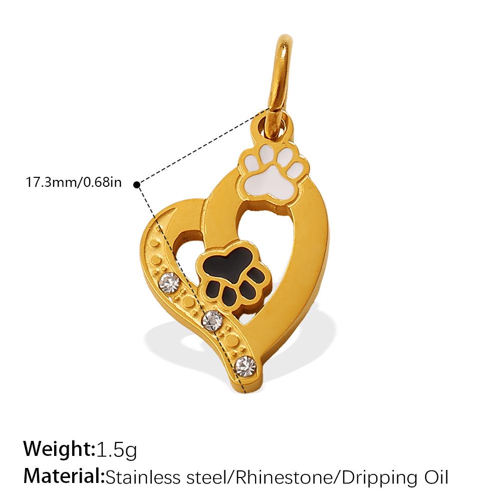 18K Gold-Plated Stainless Steel Moon Heart Diamond Pendant for DIY Jewelry