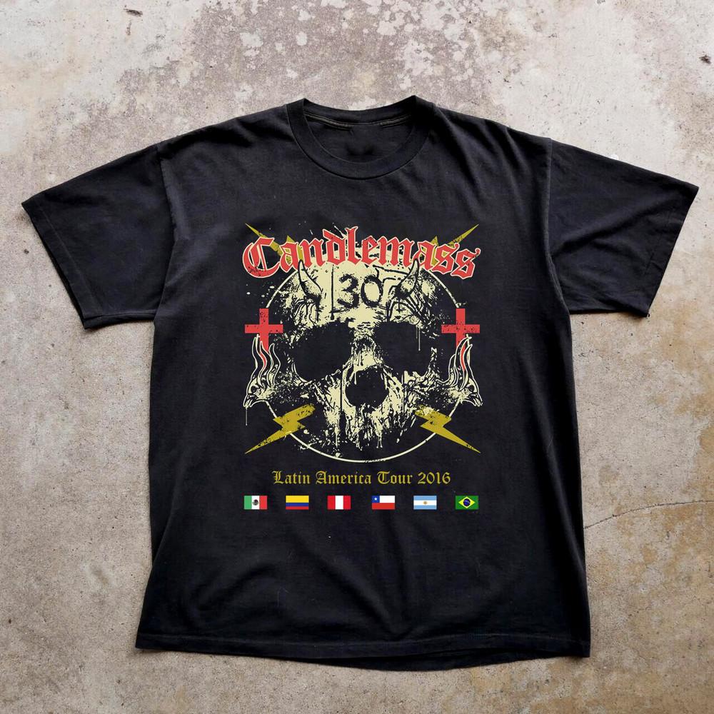 

НОВИНКА Candlemass - Latin Tour 2016 Футболка с коротким рукавом Черная Все размеры AG2284 Унисекс Футболка Графическая футболка S