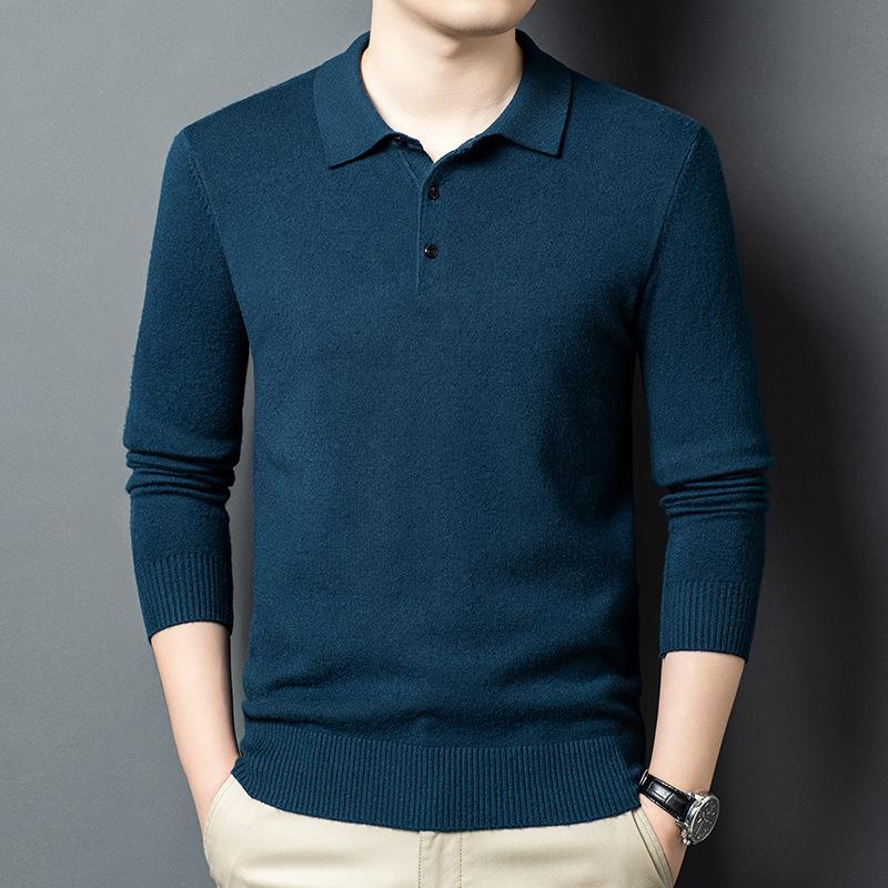 Lapel Collar Long Sleeve Men's Top